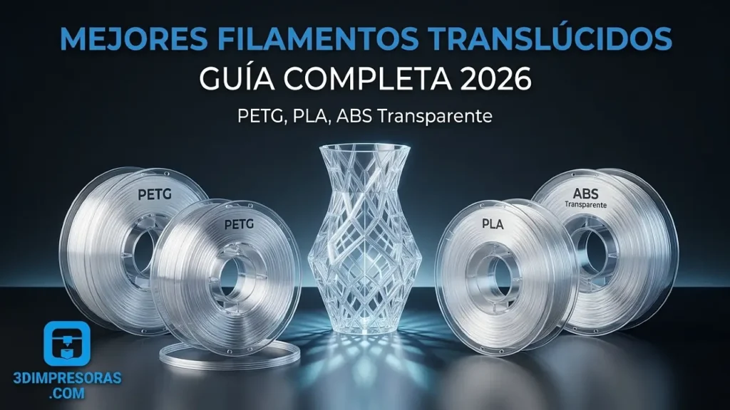 Mejores filamentos translúcidos: guía completa 2026 (PETG, PLA, ABS transparente)